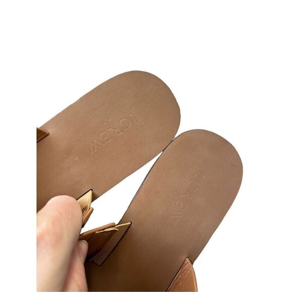 J CREW Sz 8 Leopard Calf Hair Leather Sandals Summer Beach Pool Slide Flats Tan - Picture 3 of 11